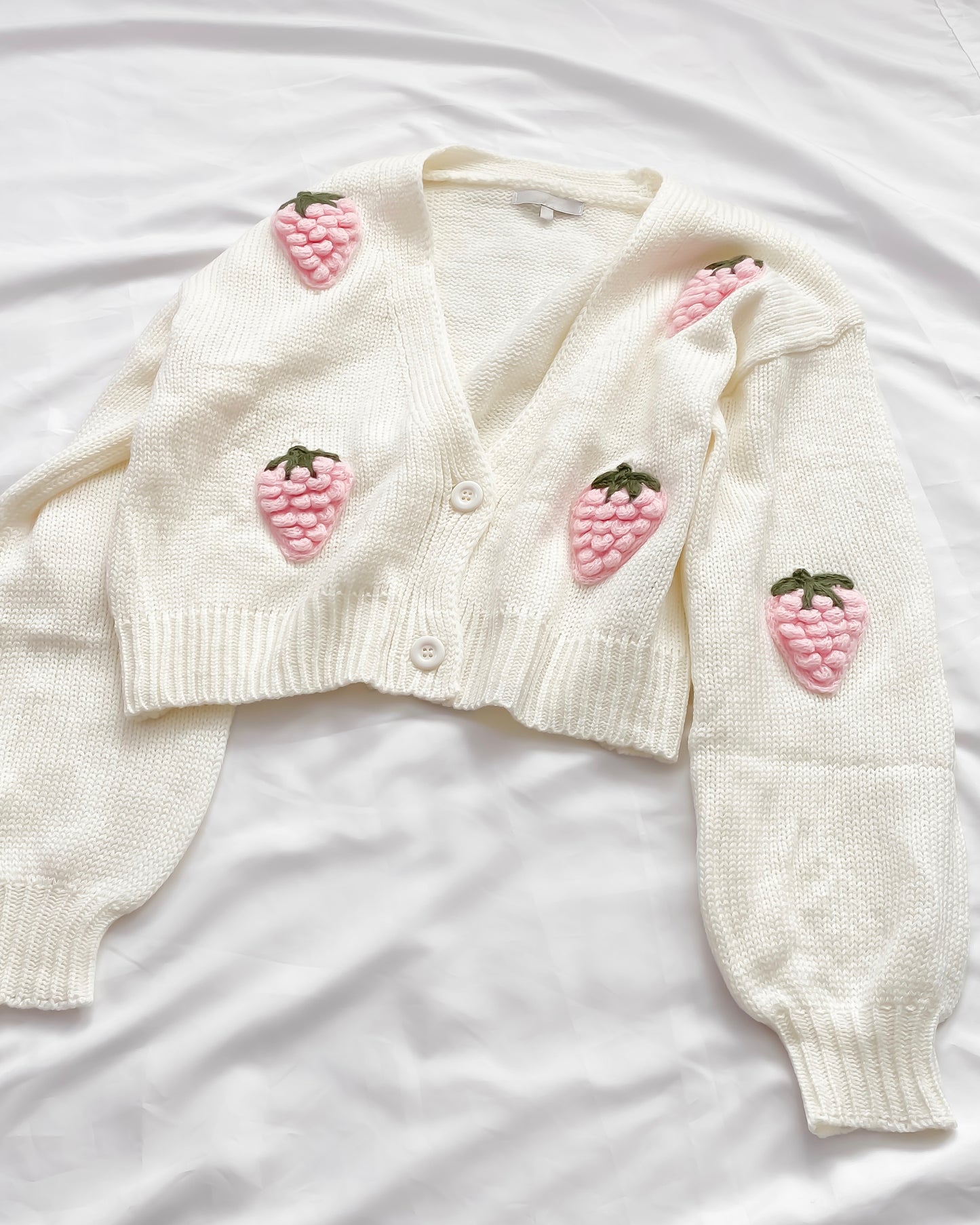 Clementine Chunky Embroidered 3D Strawberry Cardigan