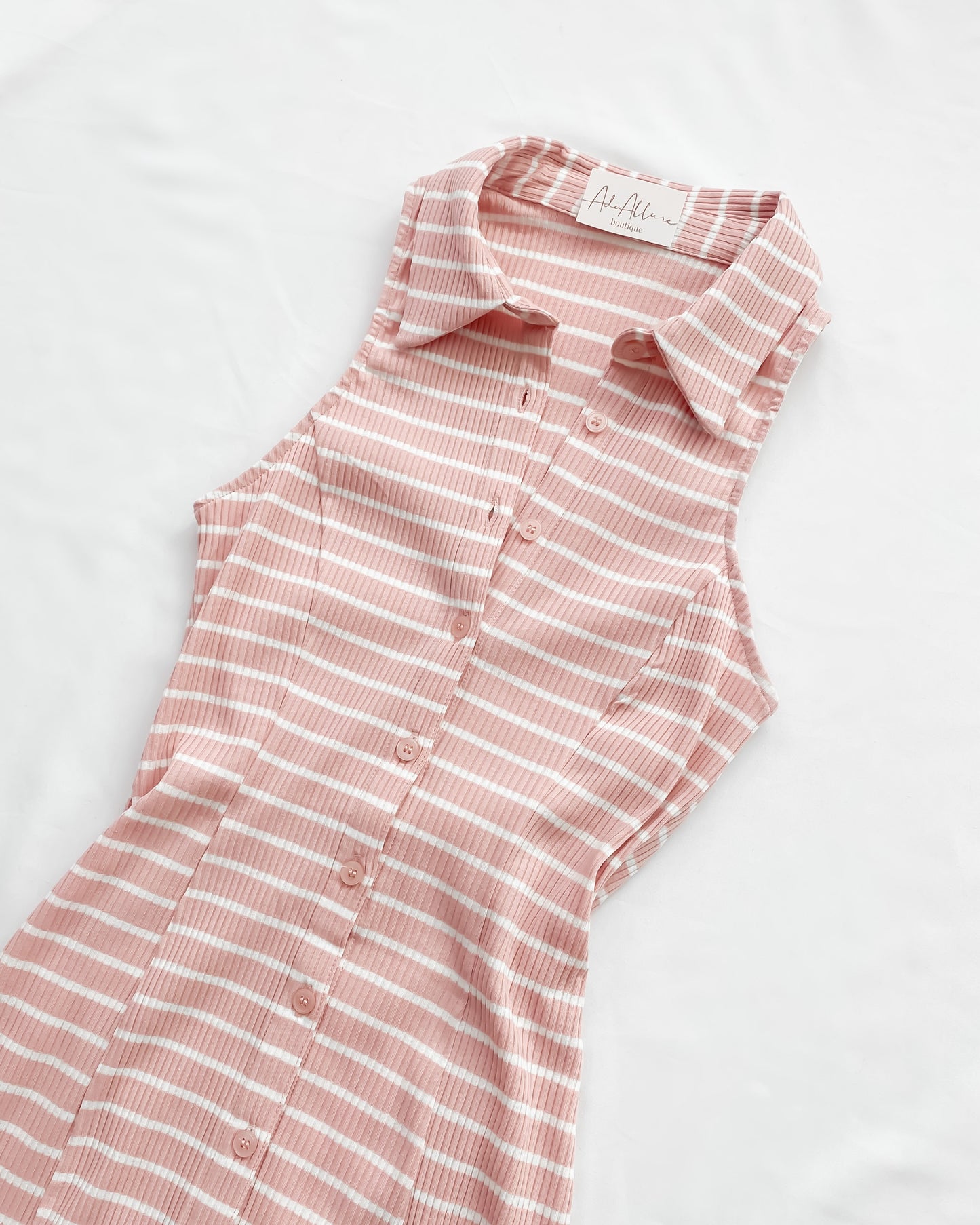 Vivi Striped Button Down Halter Dress