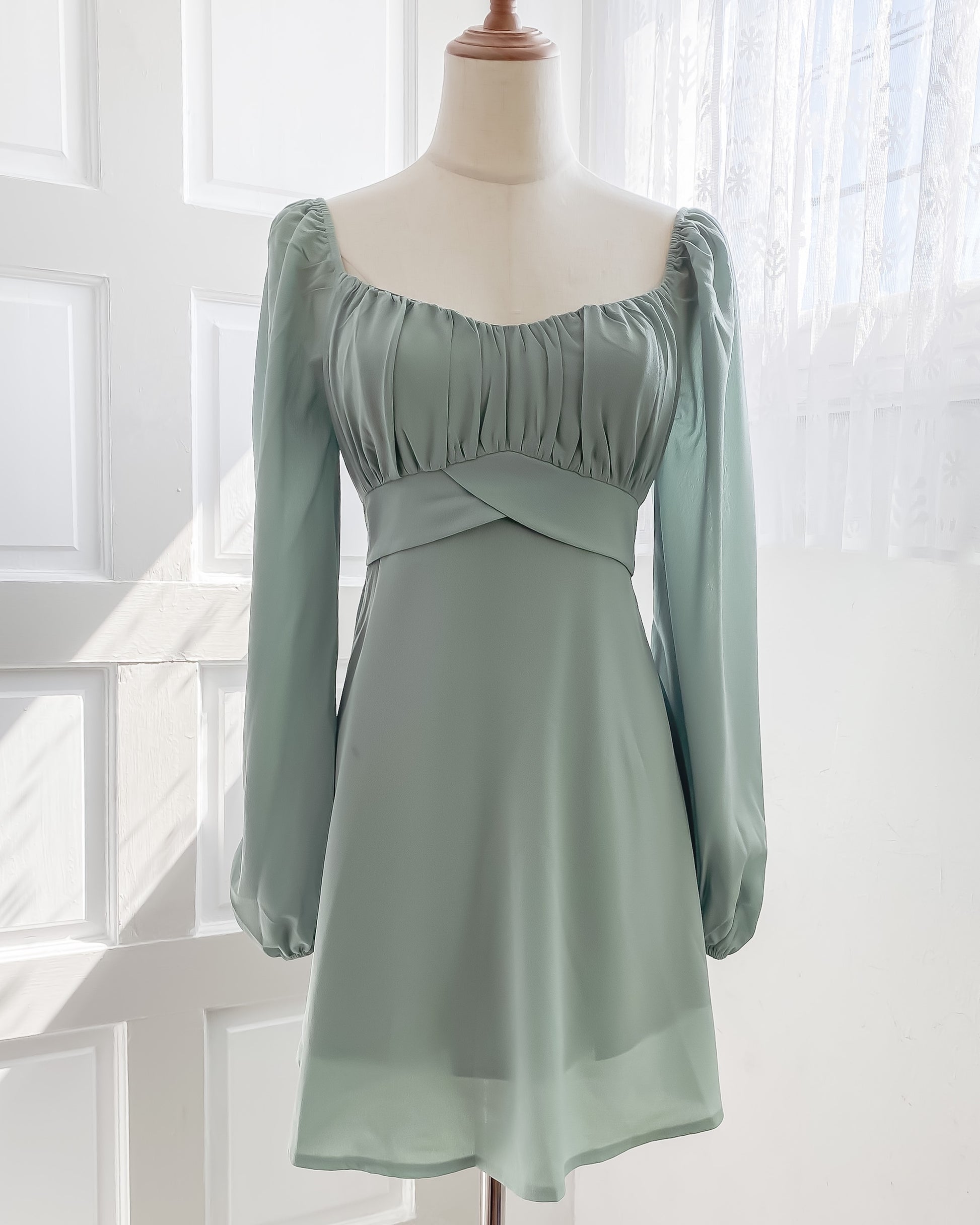 Hana Babydoll Dress (Sage) - Skies Blush