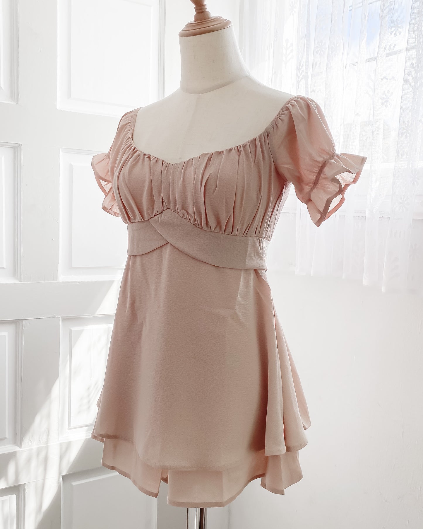 Millie Babydoll Romper (Taupe) - Skies Blush