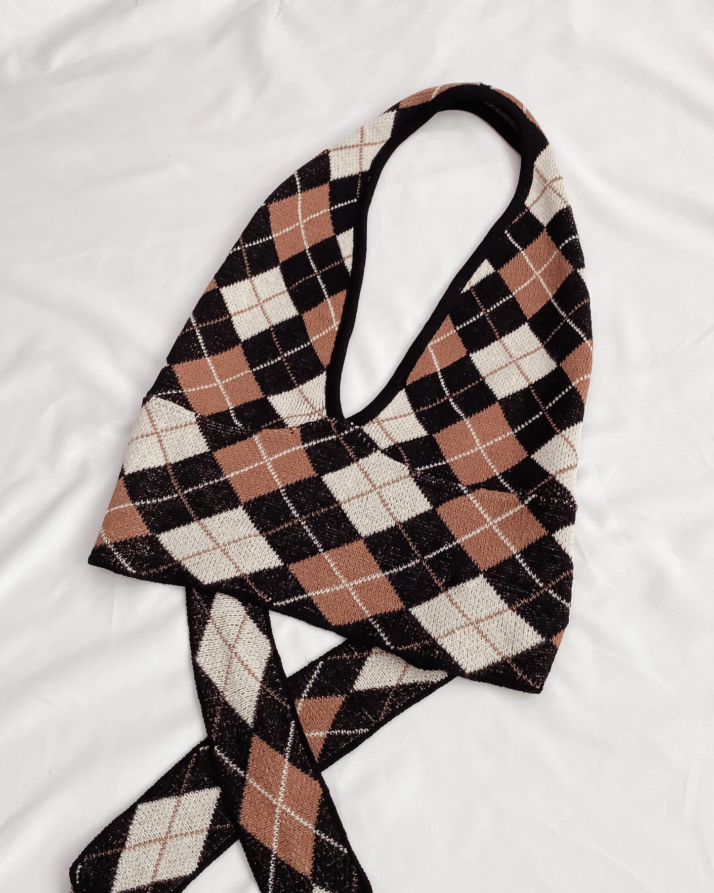 Kendall Argyle Plaid Wrap Halter Top