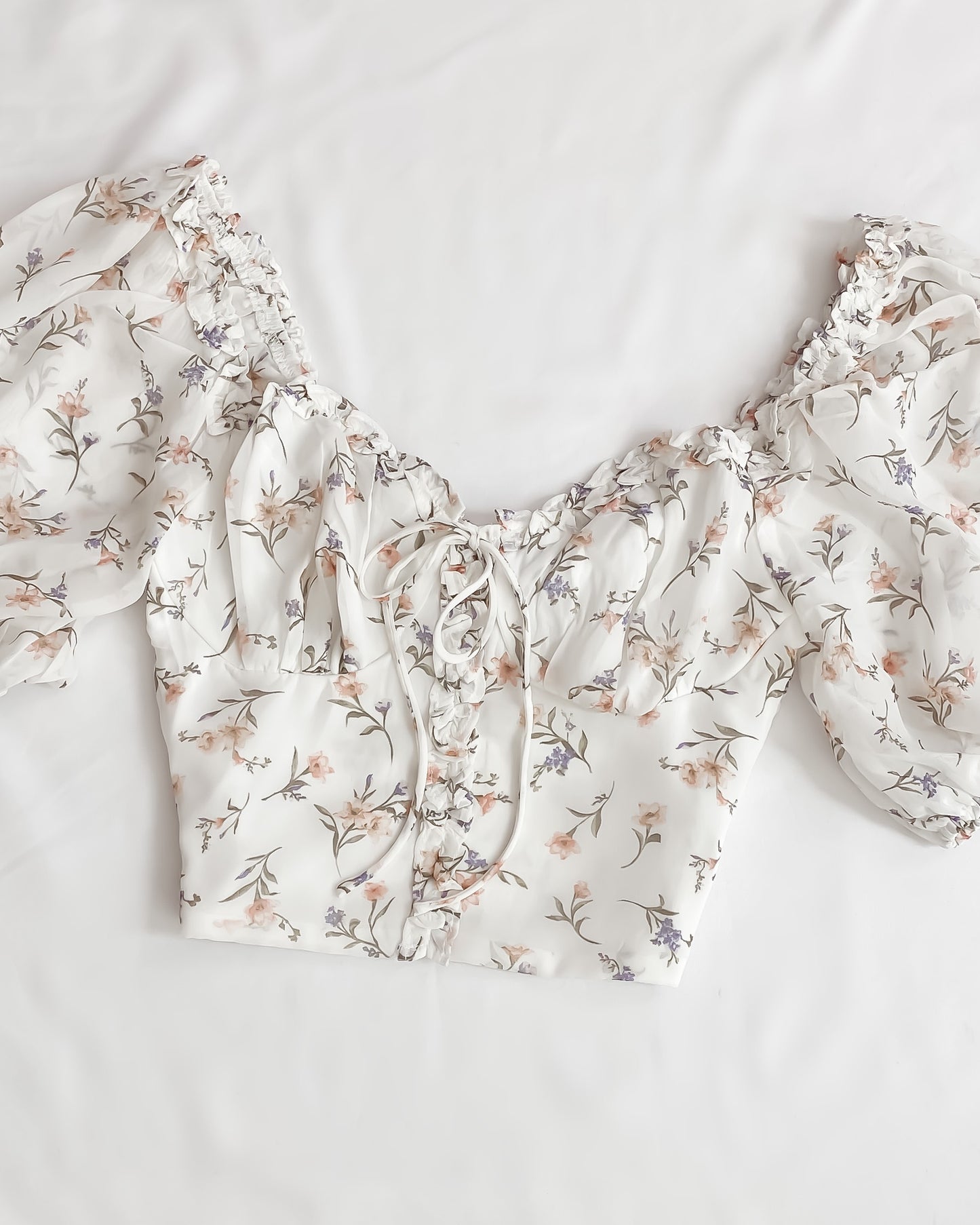 Arielle Floral Ruffle Trim Milkmaid Top