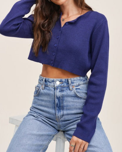 Nova Button Up Cropped Cardigan