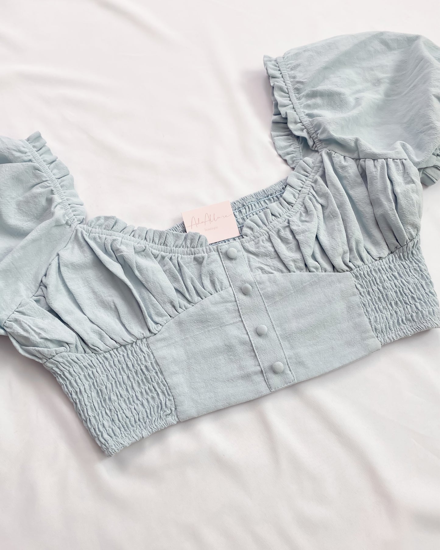 Bonnie Milkmaid Crop Top - Skies Blush