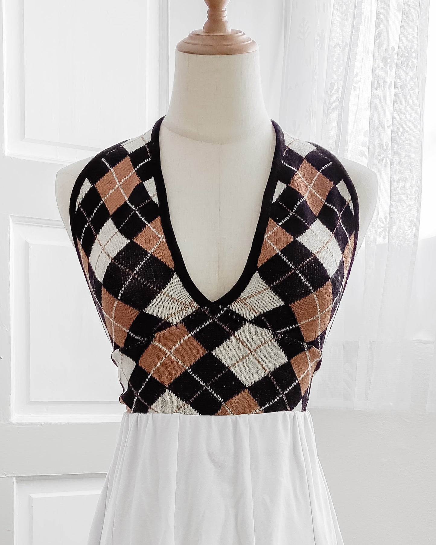 Kendall Argyle Plaid Wrap Halter Top