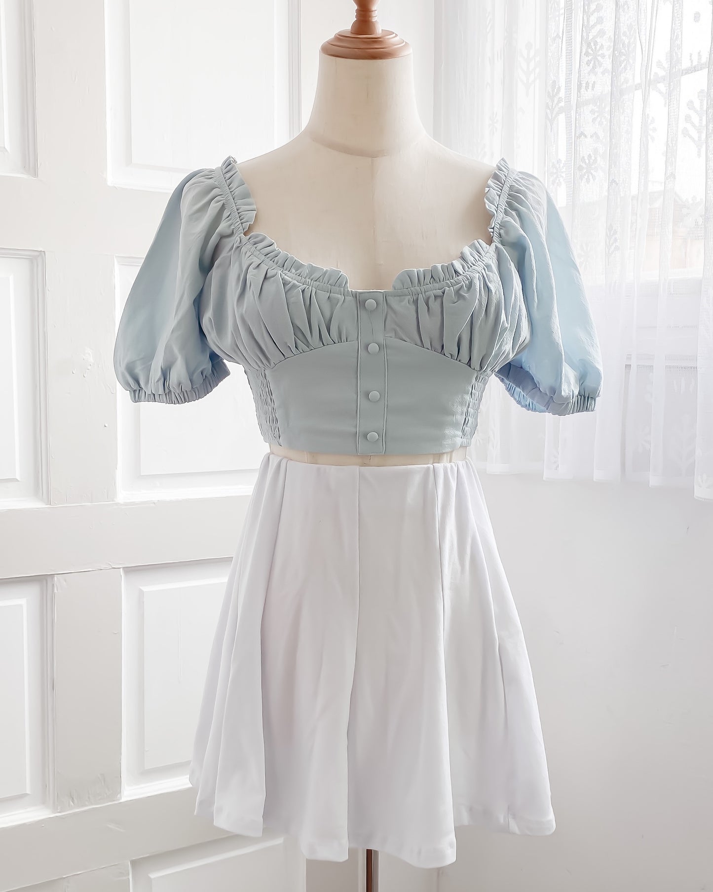 Bonnie Milkmaid Crop Top - Skies Blush