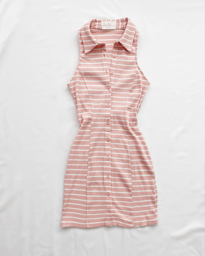 Vivi Striped Button Down Halter Dress