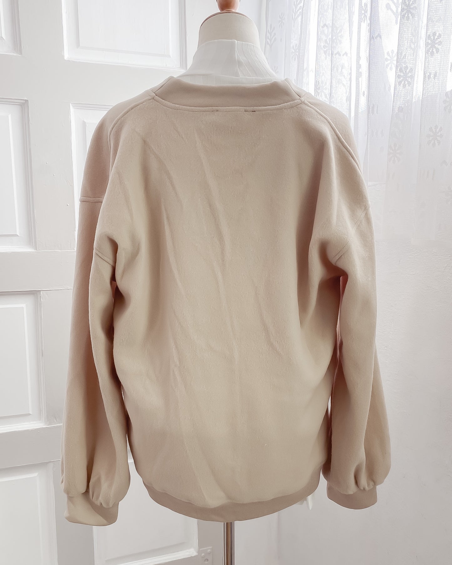 Mika Oversized Fleece Button Up Cardigan (Beige)