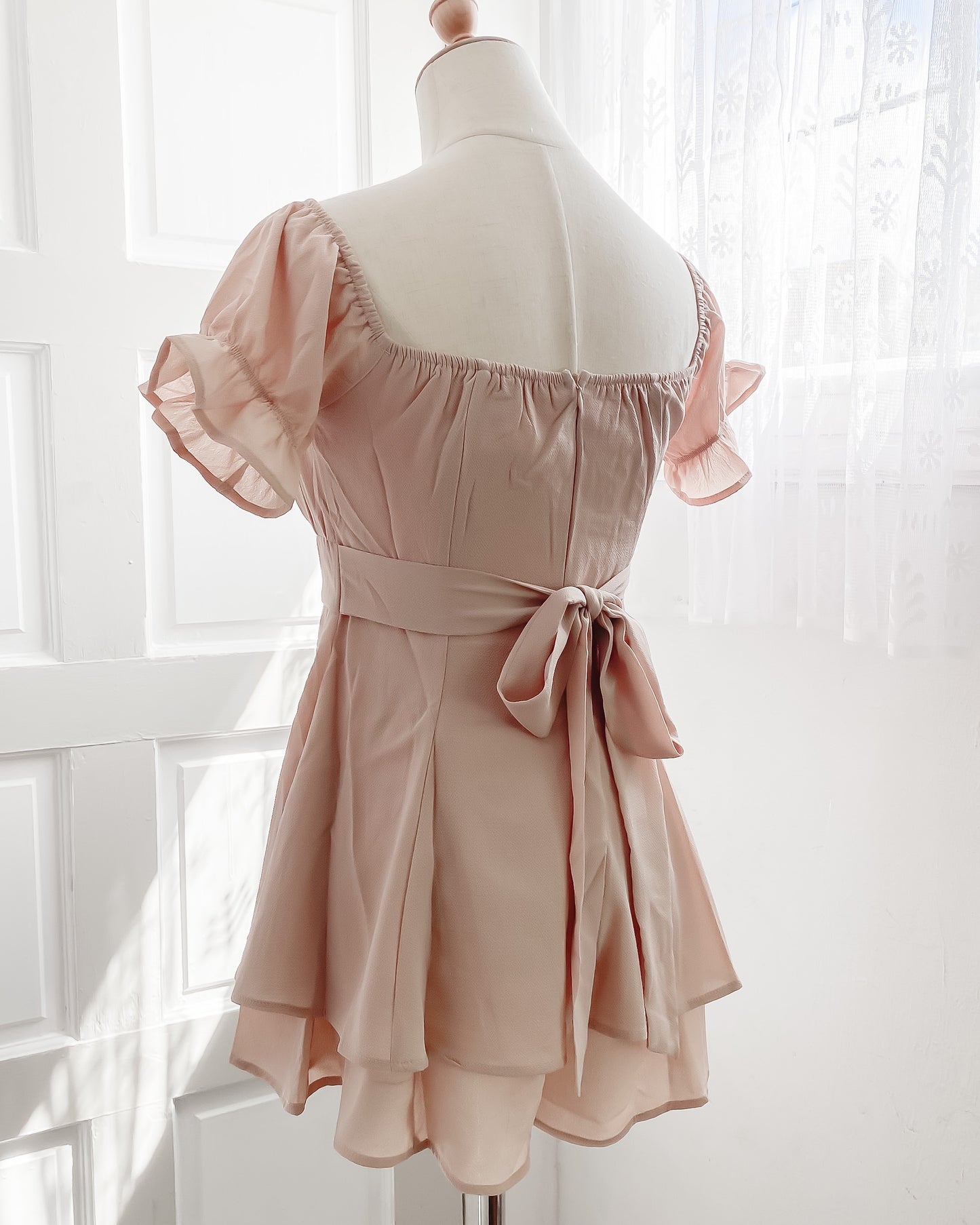 Millie Babydoll Romper (Taupe) - Skies Blush