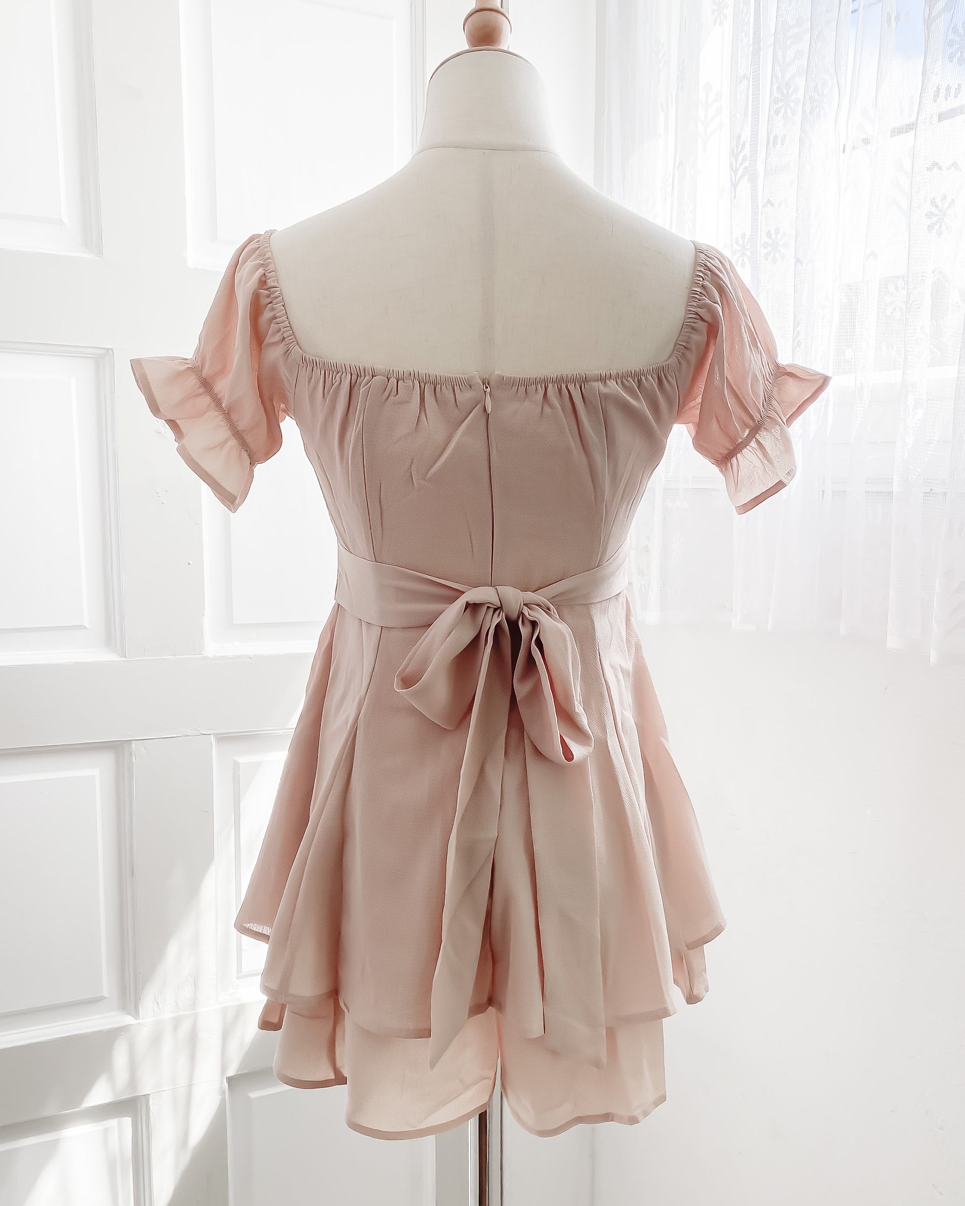 Millie Babydoll Romper (Taupe) - Skies Blush